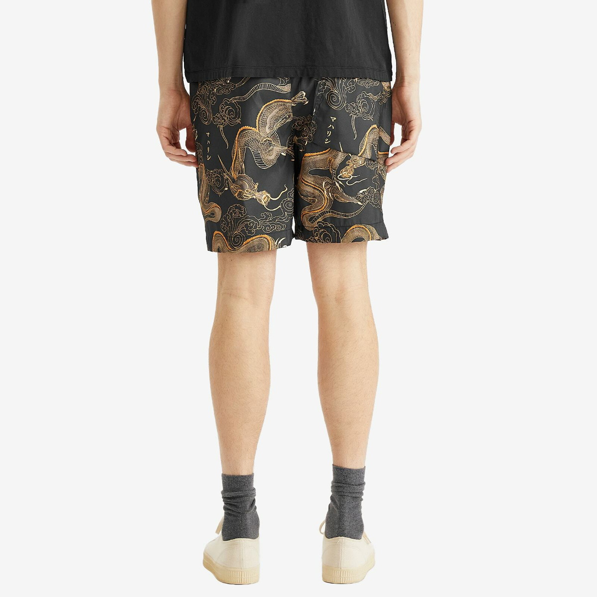Maharishi Men's Dragon Swim Shorts in Black