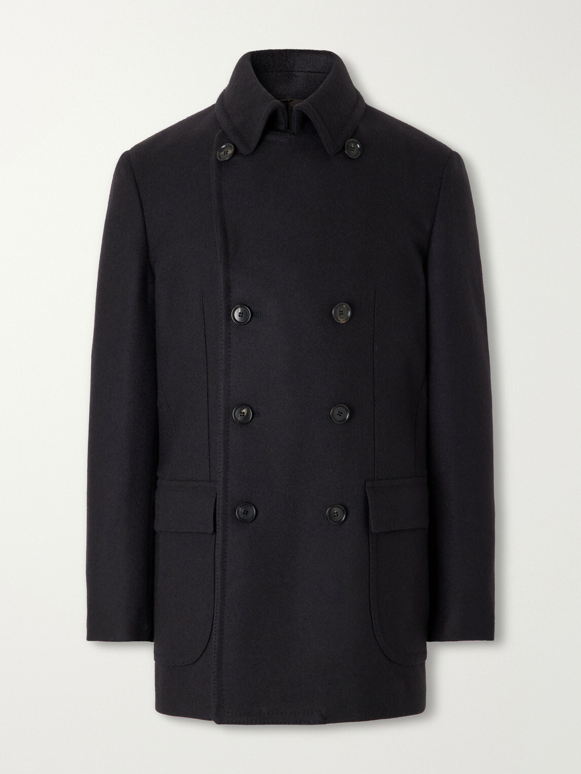 De Petrillo - Double-Breasted Virgin Wool Coat - Black