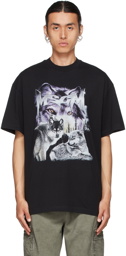 MSGM Black Wolf Print T-Shirt