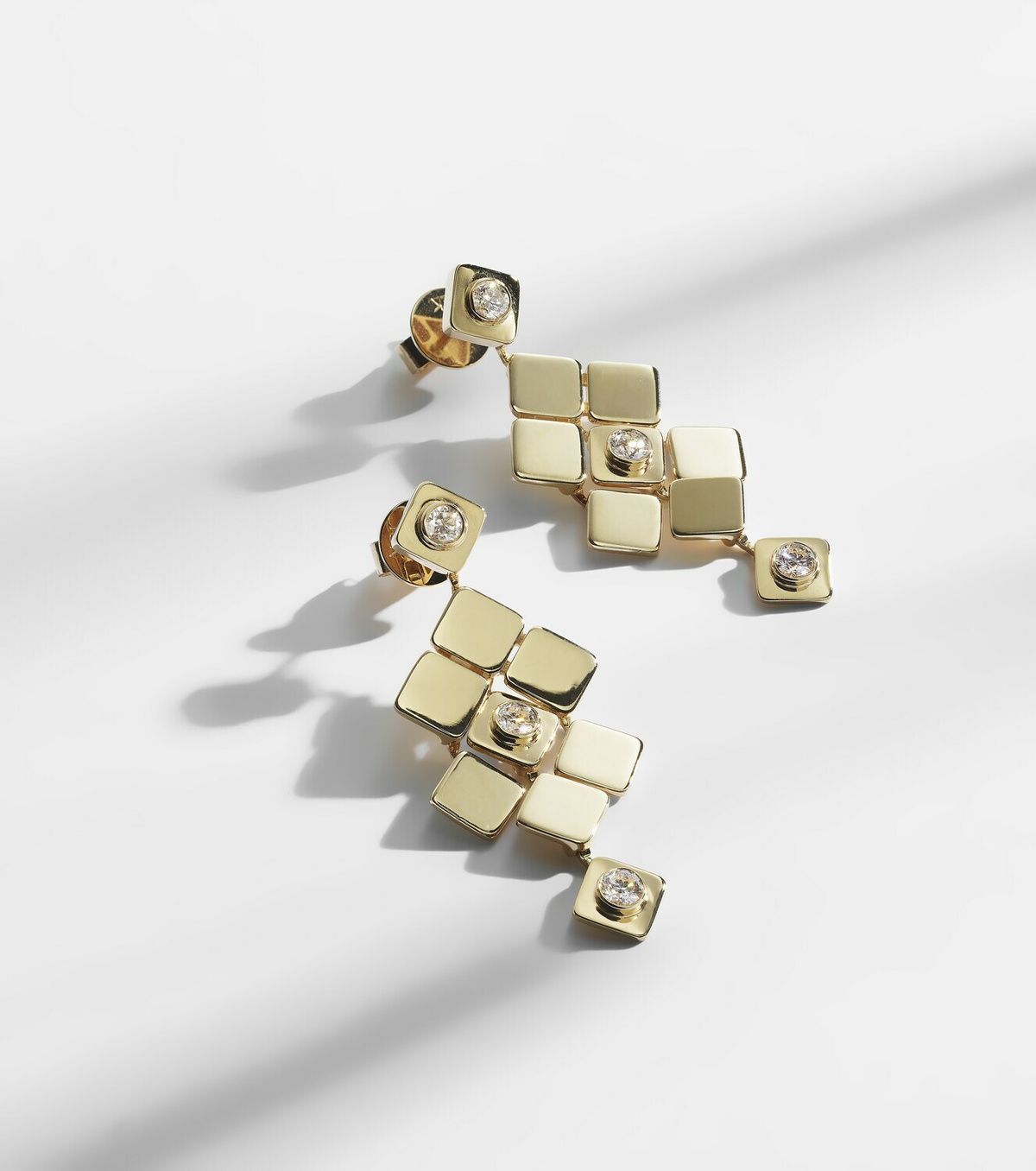 Ileana Makri Tile Temple 18kt gold drop earrings with diamonds