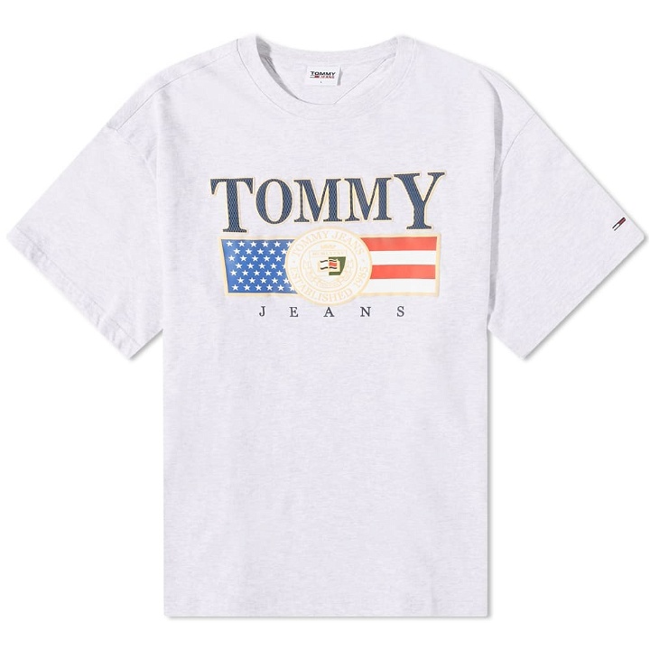 Photo: Tommy Jeans Men's Tommy Skater T-Shirt in Silver Grey Heather
