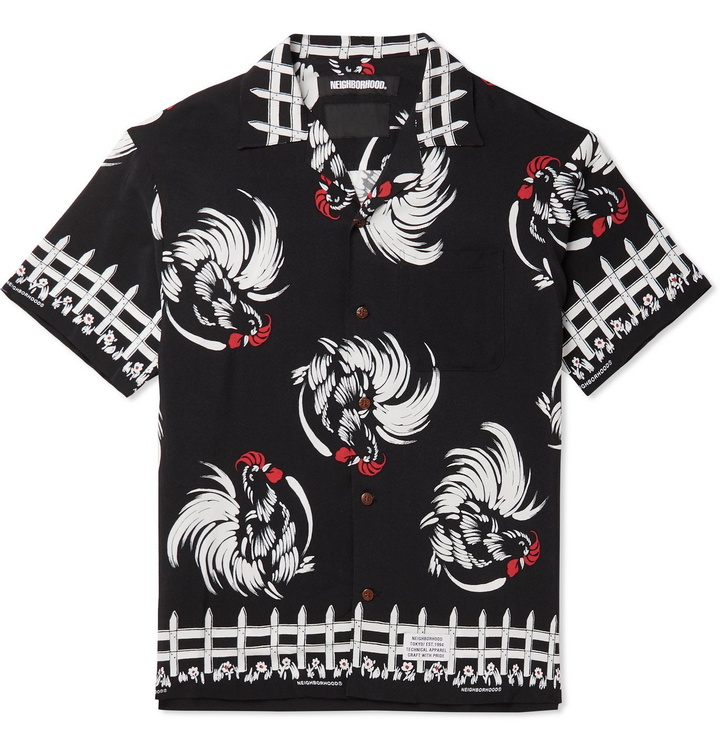 Photo: Neighborhood - Aloha Camp-Collar Printed Woven Shirt - Black