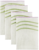 Misette Green Grid Embroidered Linen Napkin Set