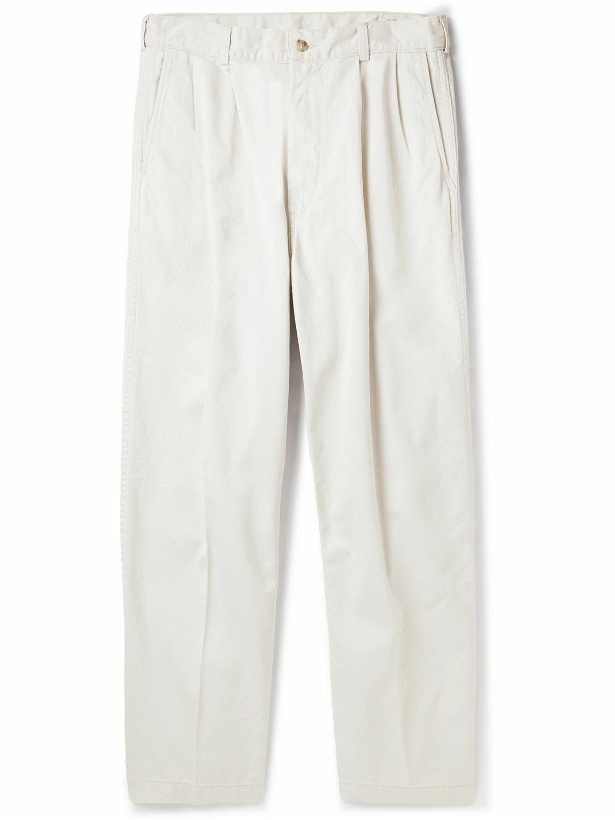 Photo: OrSlow - Two Tuck Wide-Leg Cotton-Twill Trousers - Neutrals