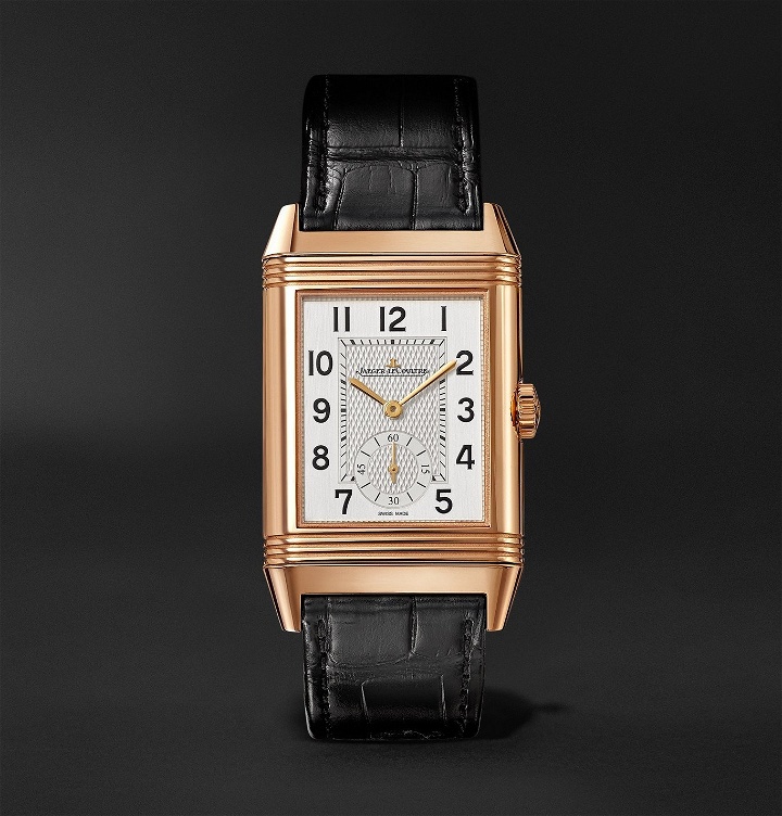 Photo: Jaeger-LeCoultre - Reverso Classic Large Duoface Small Seconds Automatic 28.3mm 18-Karat Rose Gold and Alligator Watch - Black
