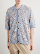 Corridor - Trellis Knitted Organic Cotton Shirt - Blue