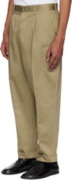 AMI Paris Khaki Cotton Carrot Oversized Trousers