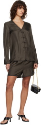 Róhe Brown Taped Silk Shorts