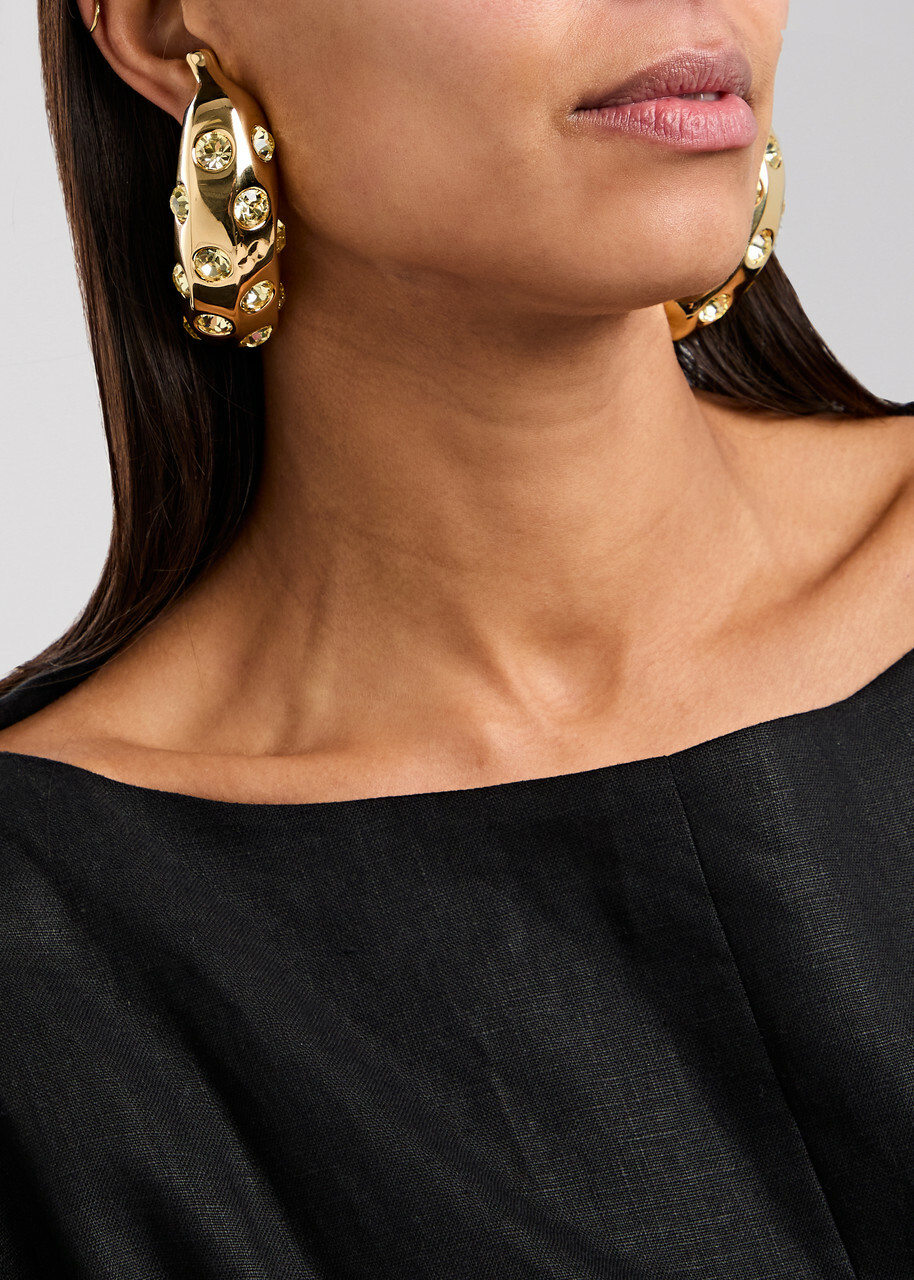 Jacquemus Les Boucles Bananes Crystal-embellished Drop Earrings - Gold - One Size
