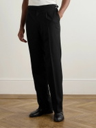 Stòffa - Straight-Leg Pleated Wool Trousers - Black