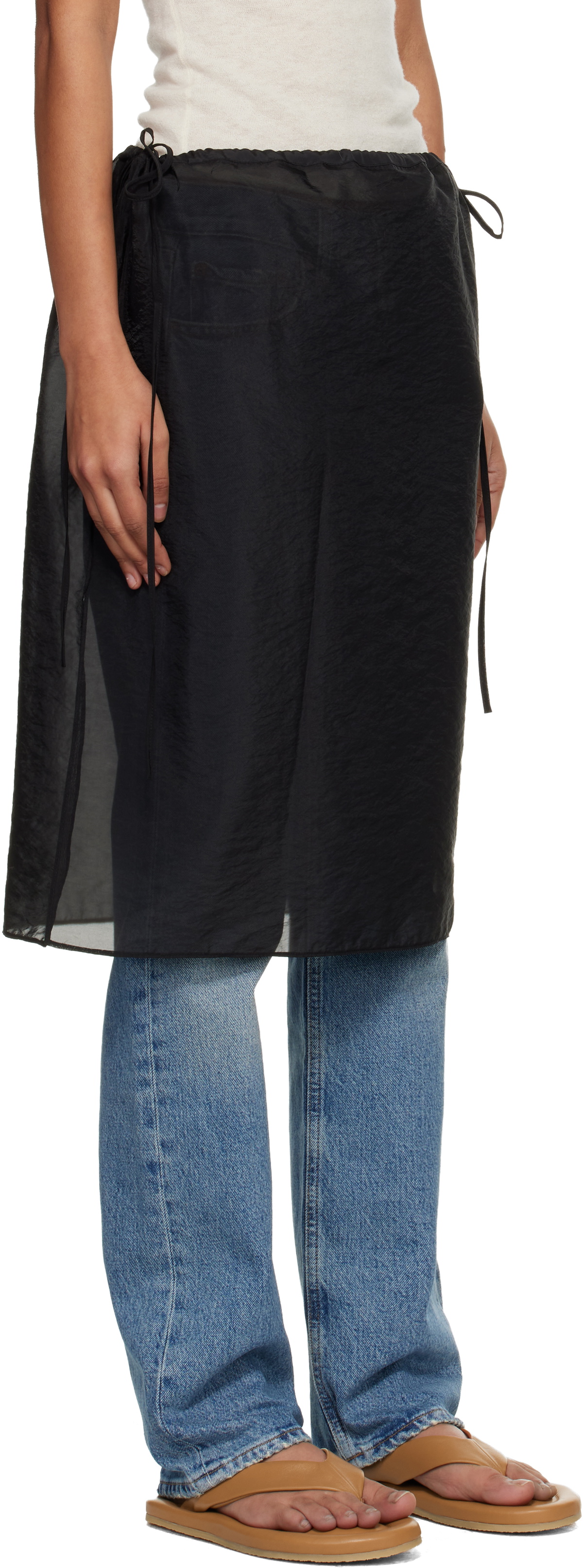 Dunst Black See-Through Layering Midi Skirt