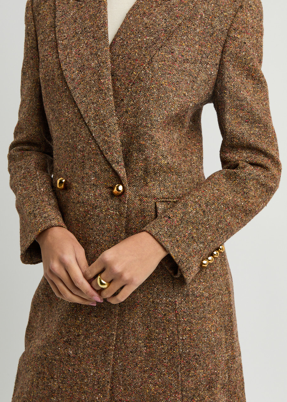 Zimmermann Illustration Hourglass Double-breasted Wool-blend Coat Brown