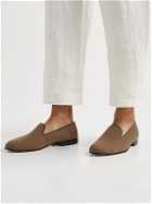 George Cleverley - Albert Leather-Trimmed Cashmere Loafers - Brown