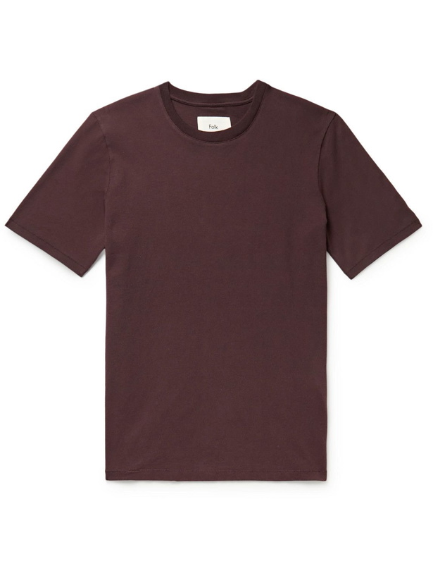 Photo: Folk - Cotton-Jersey T-Shirt - Burgundy