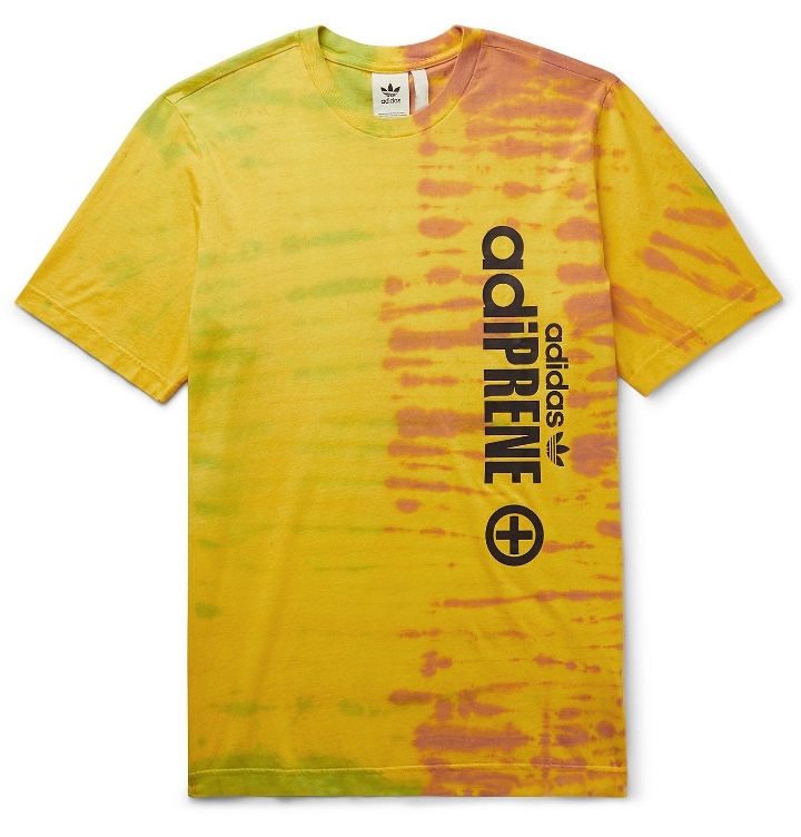 Photo: adidas Originals - Logo-Print Tie-Dyed Cotton-Jersey T-Shirt - Yellow