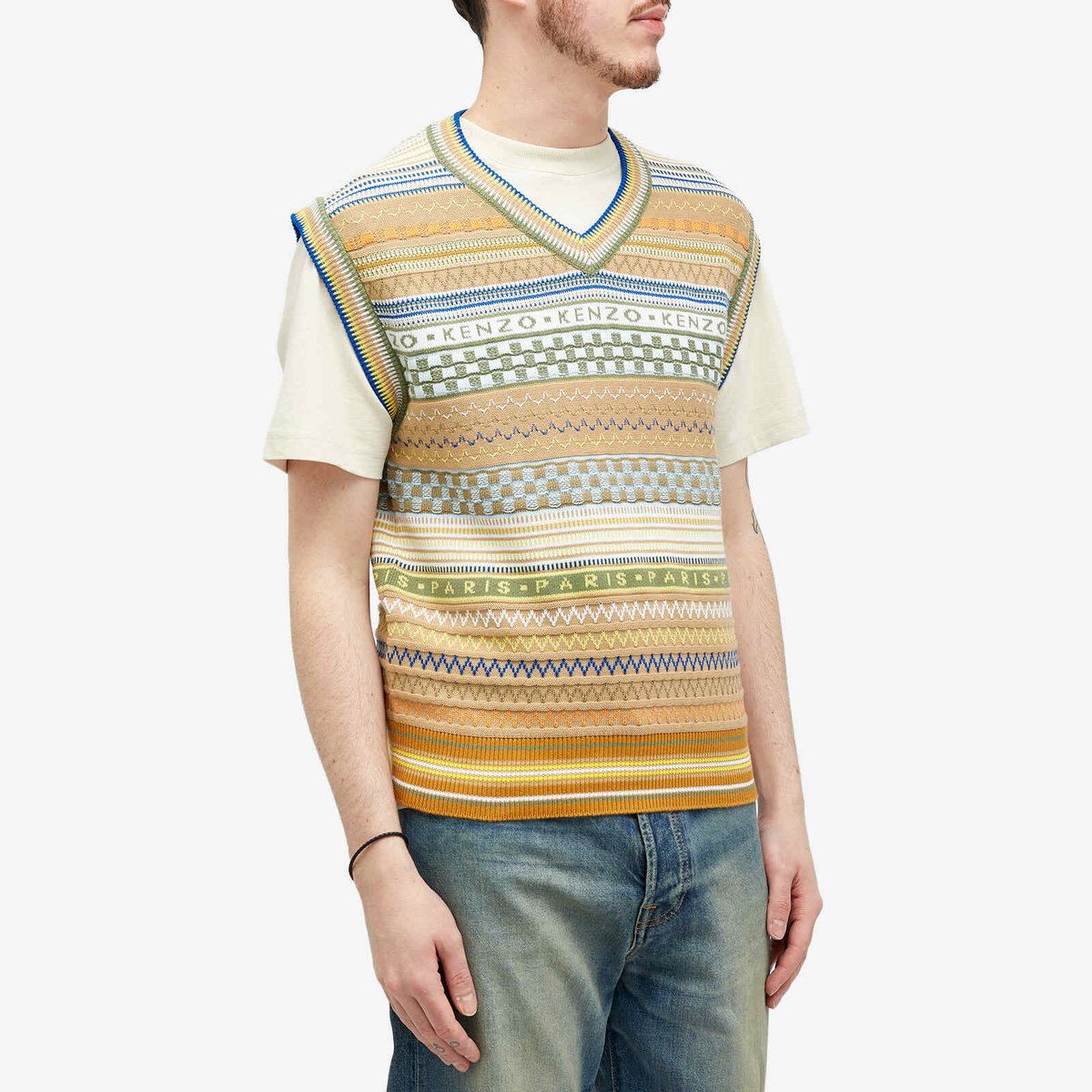Kenzo Men's Fairisle Knit Vest in Camel Kenzo