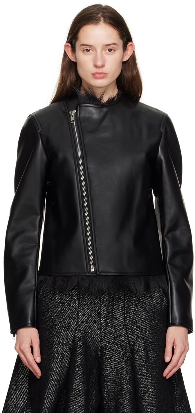 Photo: Comme des Garçons Homme Plus Black Zip Faux-Leather Jacket