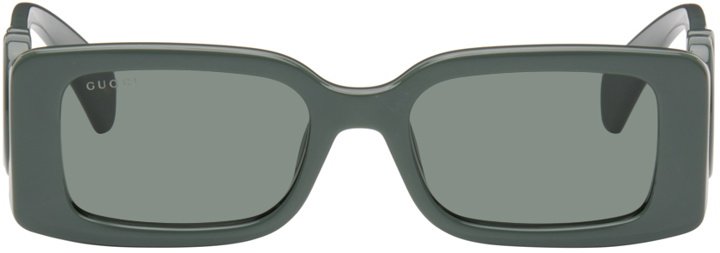 Photo: Gucci Gray Rectangular Interlocking G Sunglasses