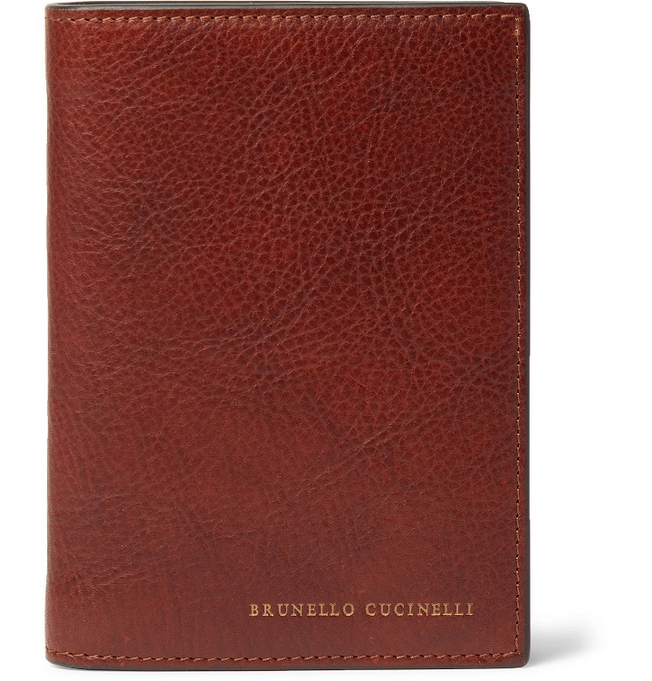 Photo: Brunello Cucinelli - Burnished Full-Grain Leather Passport Holder - Brown
