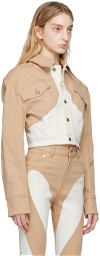 Mugler SSENSE Exclusive Beige & White Cropped Denim Jacket