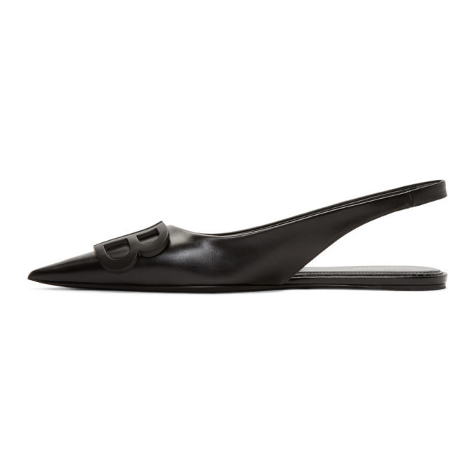 Balenciaga Patent Leather BB Knife Slingback Flats - Size 7 / 37