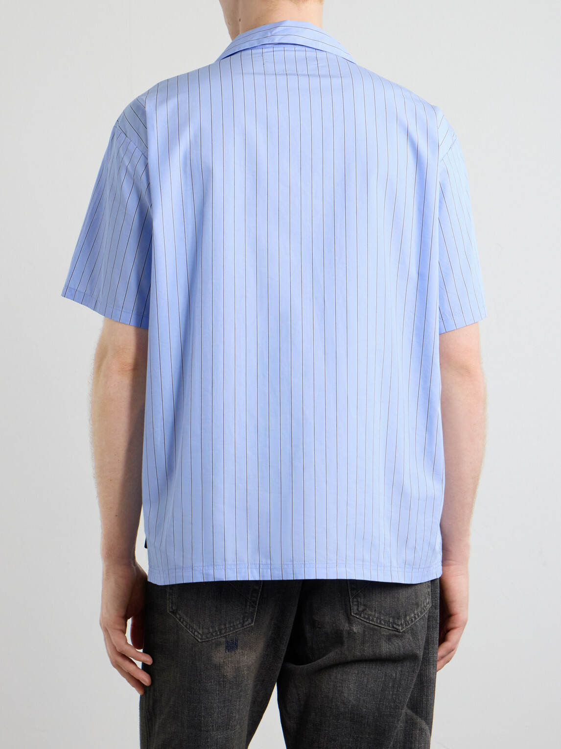 Neighborhood - Camp-Collar Logo-Embroidered Striped Cotton Shirt - Blue