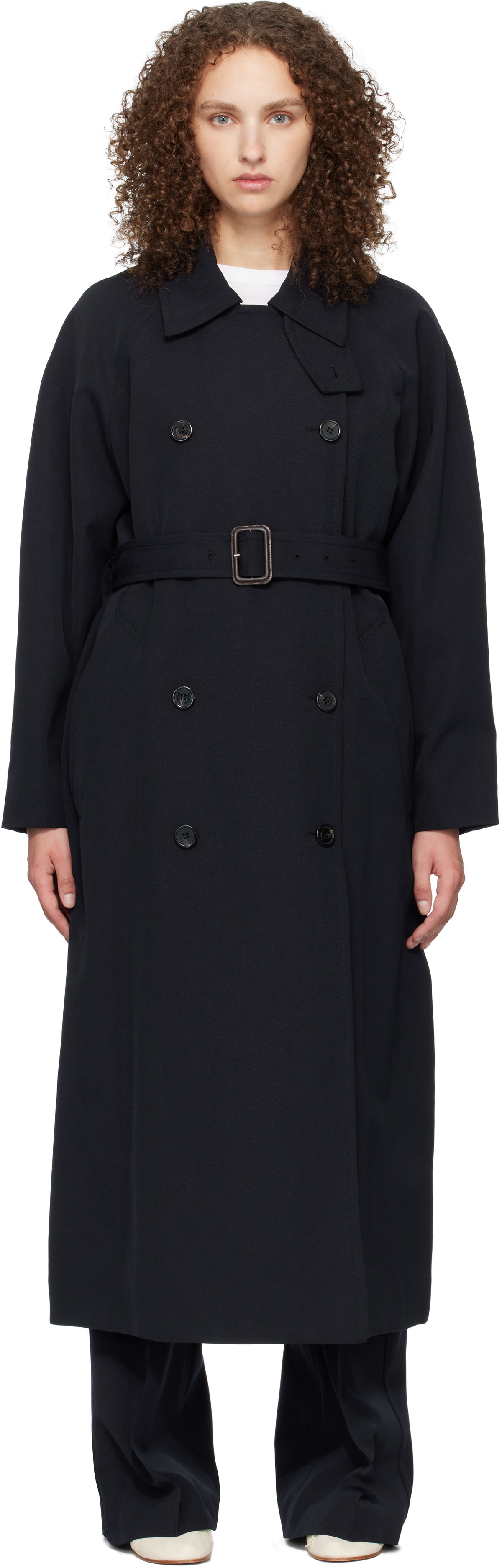 A.P.C. Navy Belted Trench Coat