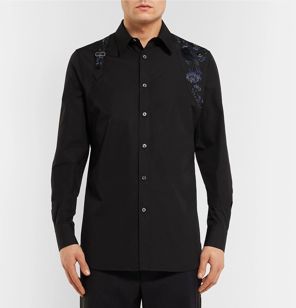 ALEXANDER MCQUEEN Slim-Fit Grosgrain-Trimmed Cotton-Poplin Shirt for Men