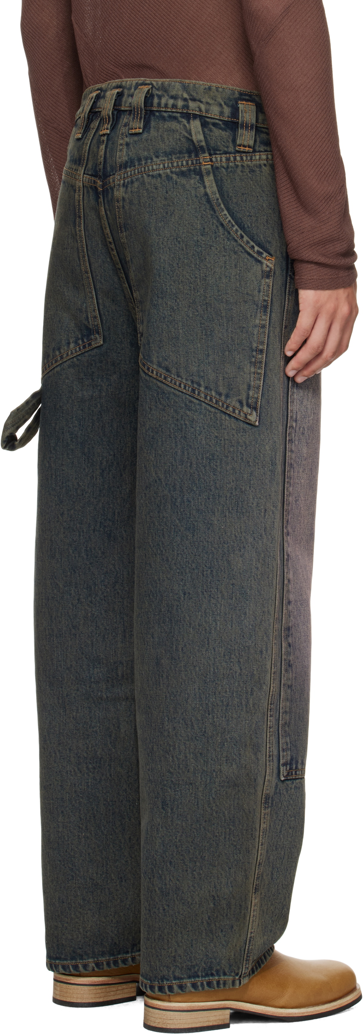 Eckhaus Latta Blue Double Knee Baggy Jeans
