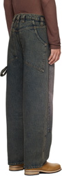 Eckhaus Latta Blue Double Knee Baggy Jeans