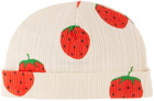 Mini Rodini Baby Off-White Strawberries Beanie