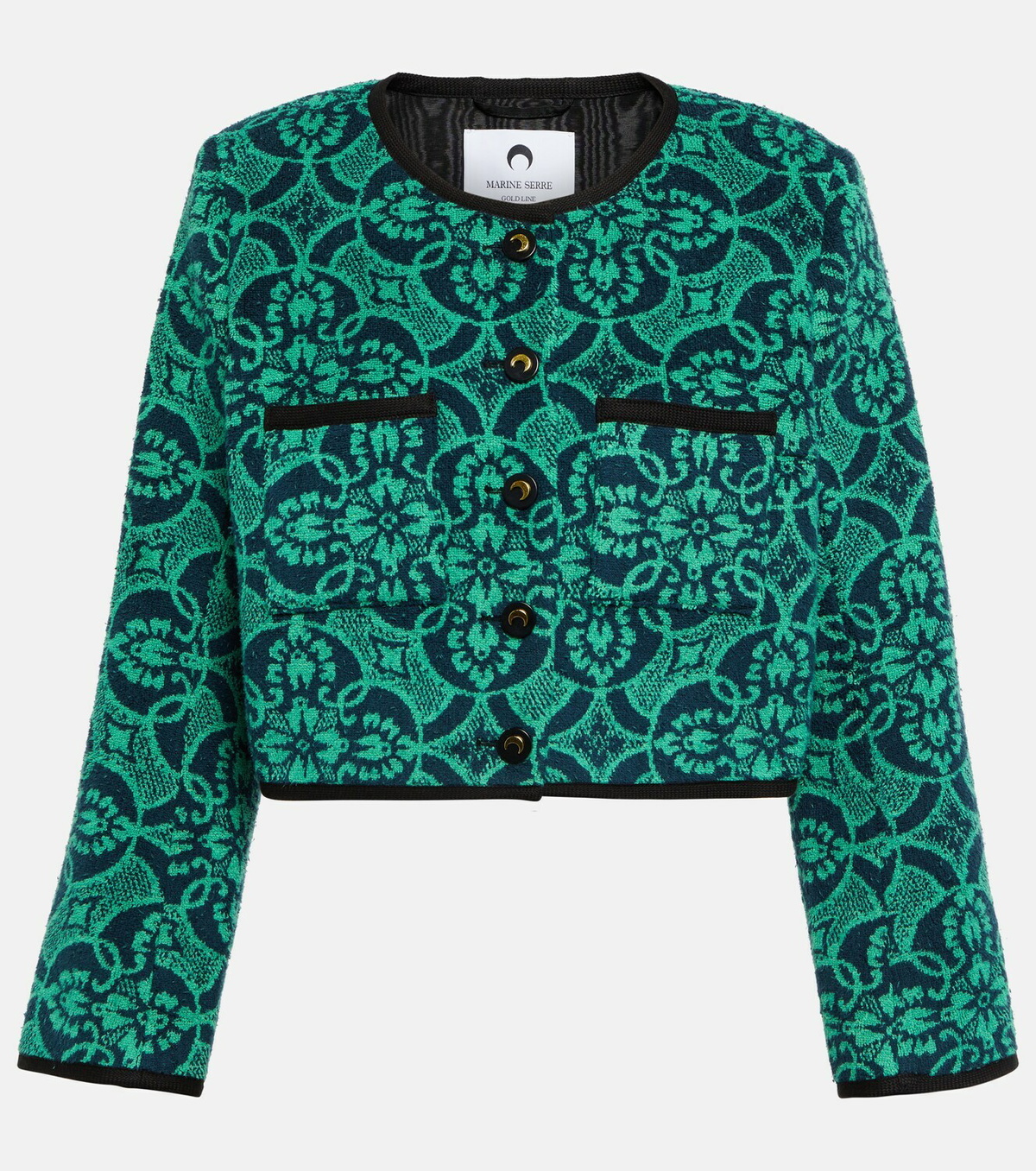 Marine Serre - Jacquard cropped cotton jacket Marine Serre