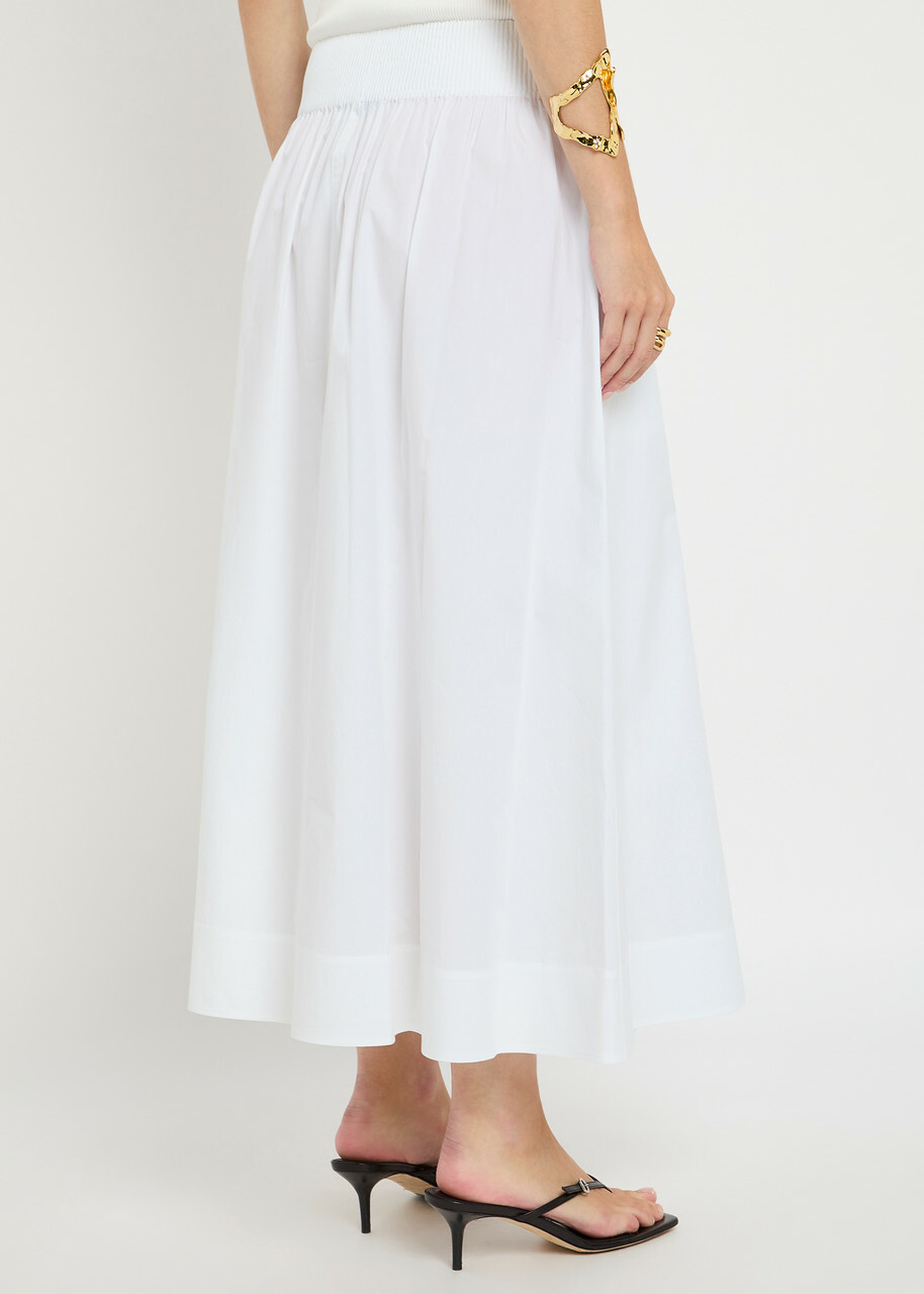 Tory Burch Stretch-cotton Poplin Midi Skirt White Tory Burch