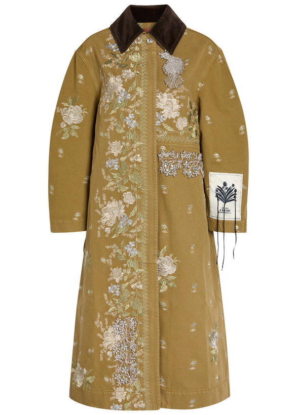 Photo: Erdem Embroidered and Embellished Denim Overcoat Camel