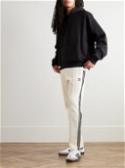 adidas Originals - Tapered Logo-Embroidered Ribbed Cotton Drawstring Trousers - White