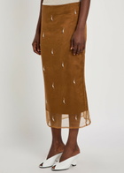 Rohe Pearl-embellished Silk-organza Midi Skirt Bordeaux