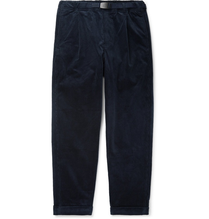 Photo: Gramicci - Black Belted Tapered Cotton-Corduroy Trousers - Blue