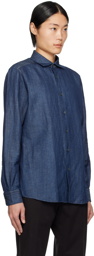 ZEGNA Blue Buttoned Denim Shirt