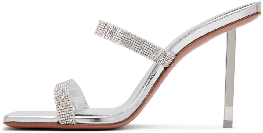Amina Muaddi Silver Pvc Stiletto Heel Sandals