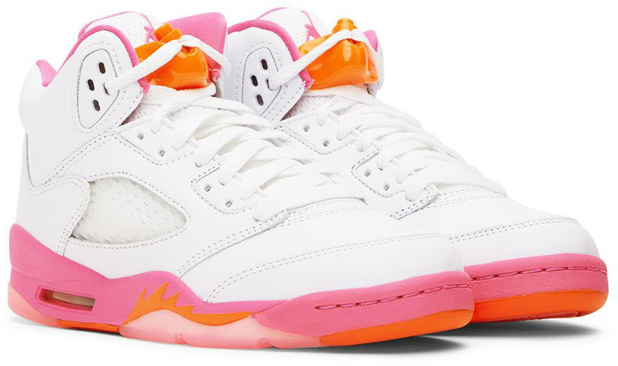 Nike Jordan Kids White & Pink Air Jordan 5 Retro Big Kids Sneakers