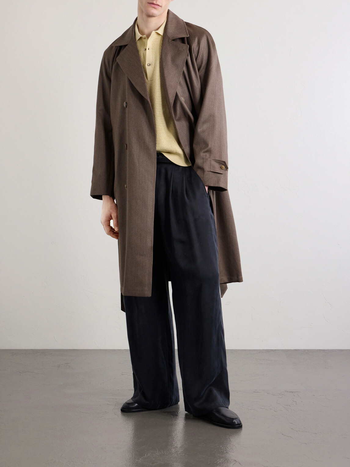 De Bonne Facture - Grandad Double-Breasted Wool and Cotton-Blend Coat - Brown
