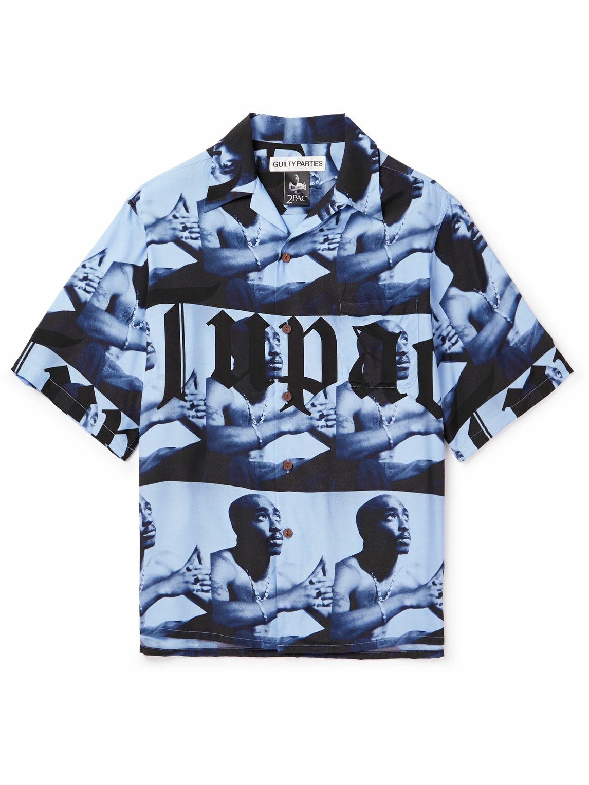 Wacko Maria - Tupac Camp-Collar Printed Satin Shirt - Blue Wacko Maria