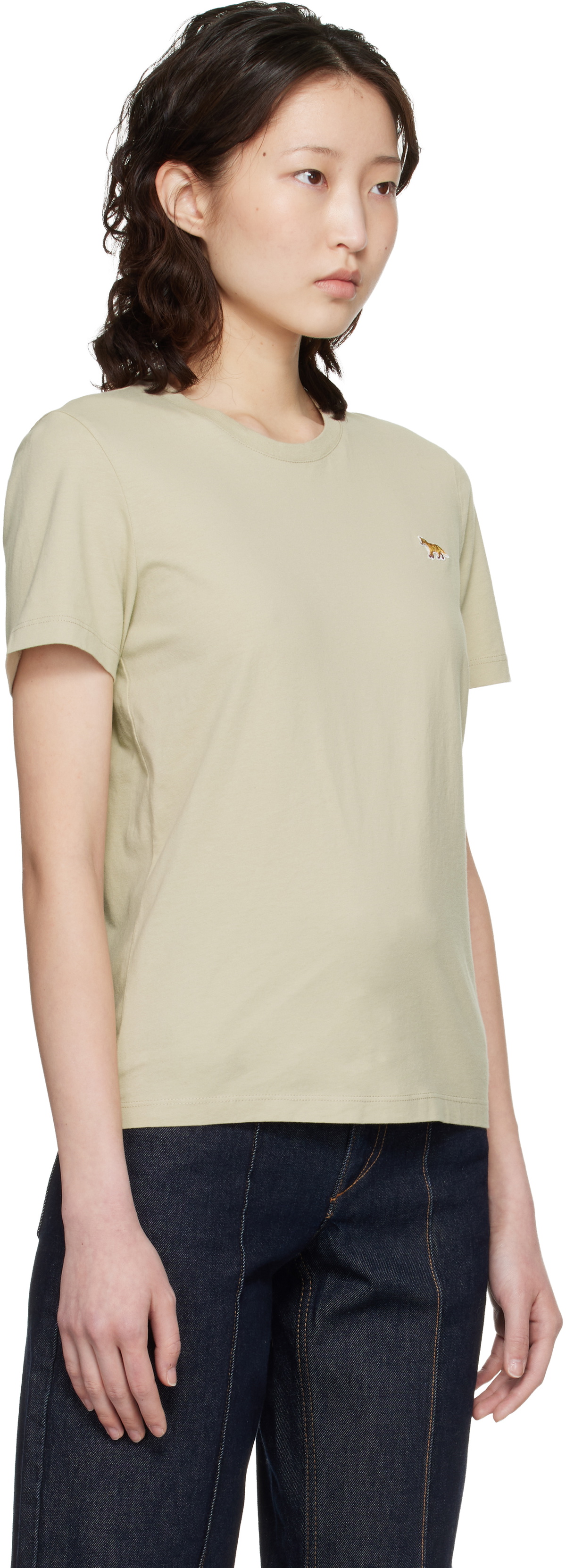 Maison Kitsuné Beige Baby Fox Regular T-shirt