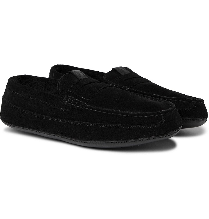 Photo: Grenson - Sly Shearling-Lined Suede Slippers - Black