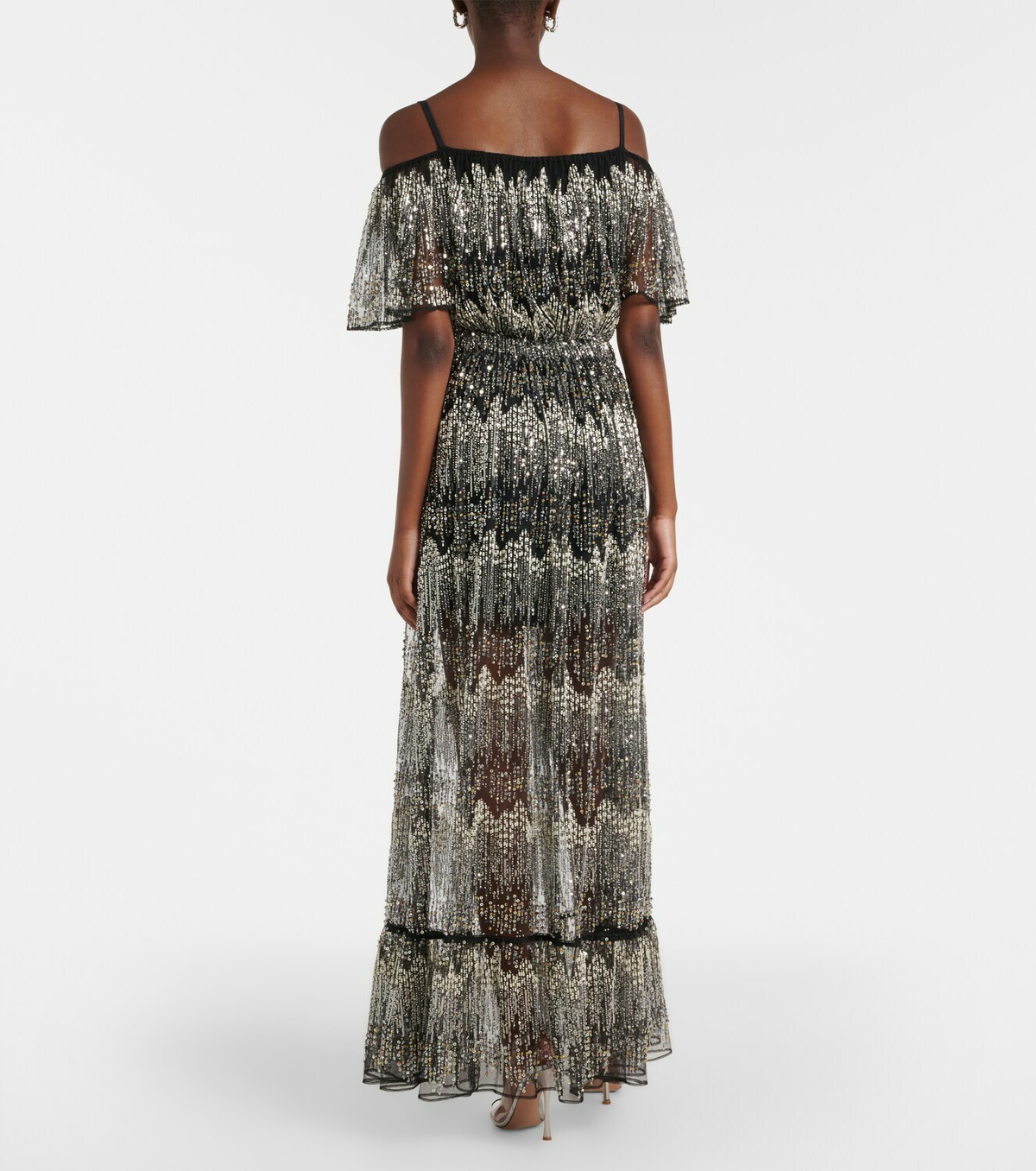 Rabanne Embellished off-shoulder gown