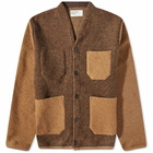 Universal Works Men's Wool Fleece Cardigan in Brown/Taupe