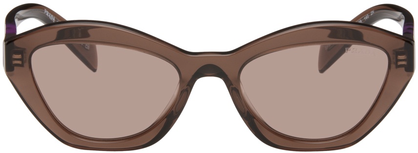 Prada Eyewear Brown Angular Butterfly Sunglasses Prada