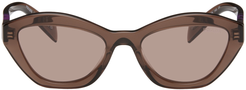 Prada Eyewear Brown Angular Butterfly Sunglasses Prada