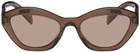 Prada Eyewear Brown Angular Butterfly Sunglasses