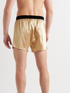 TOM FORD - Velvet-Trimmed Stretch-Silk Satin Boxer Shorts - Unknown